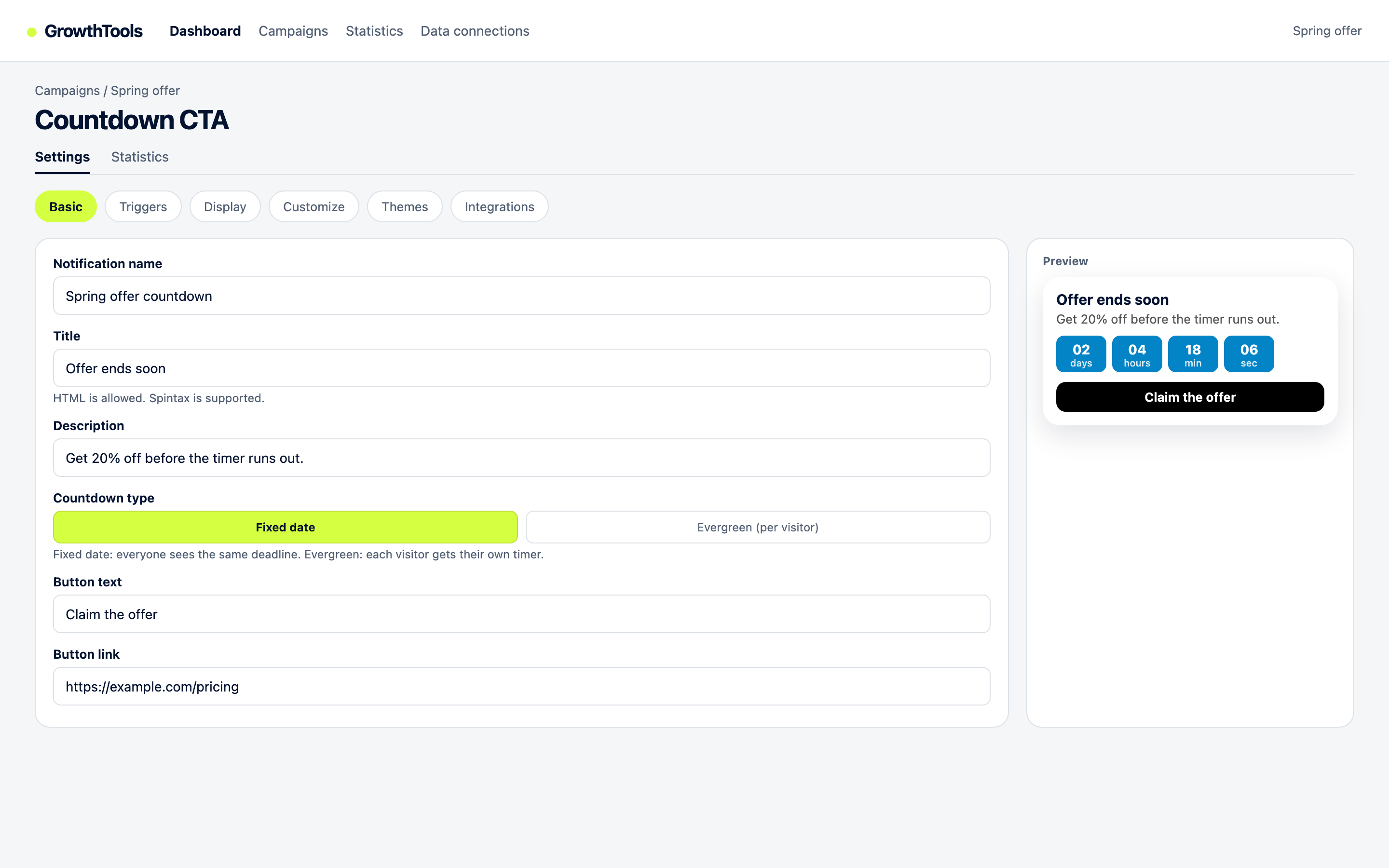 GrowthTools general widget settings: trigger, frequency and display rules that keep popups compliant